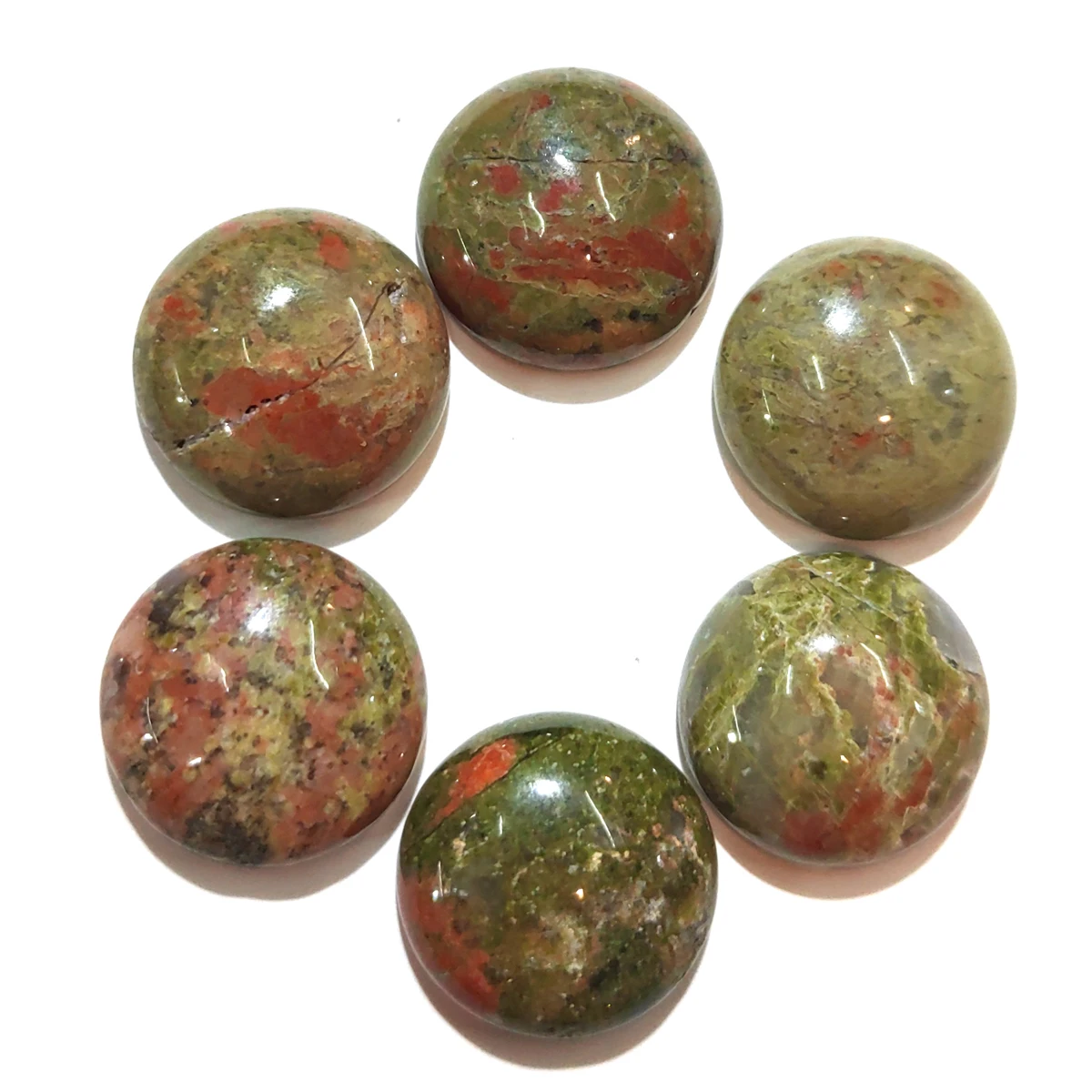 

20 PCS Unakite Natural Stones Cabochon 6mm 8mm 10mm Round No Hole for Making Jewelry DIY
