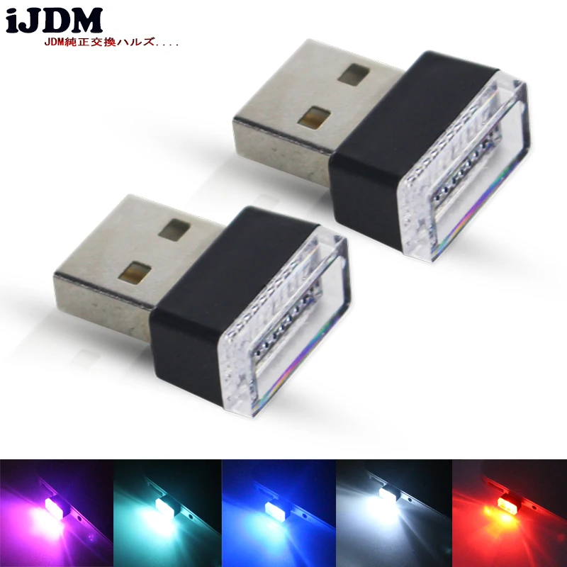 IJDM Автомобильный светодиодный светильник с разъемами USB, внутренняя декоративная лампа, аварийное освещение, универсальное для ПК, USB разъем, 12 В