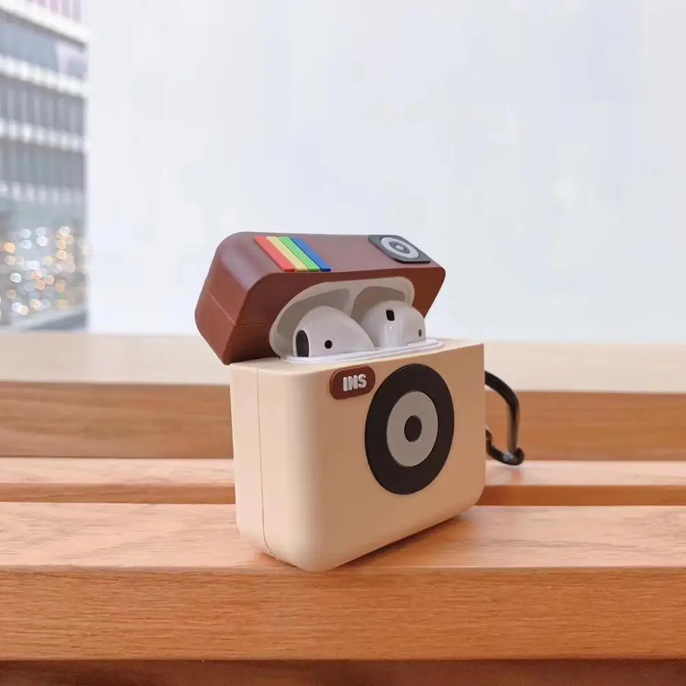 INS 3D Camera pattern silicone case For airpods 1/2 Bluetooth Wireless Headset shell Airpods 12 Charging Protection Box | Электроника