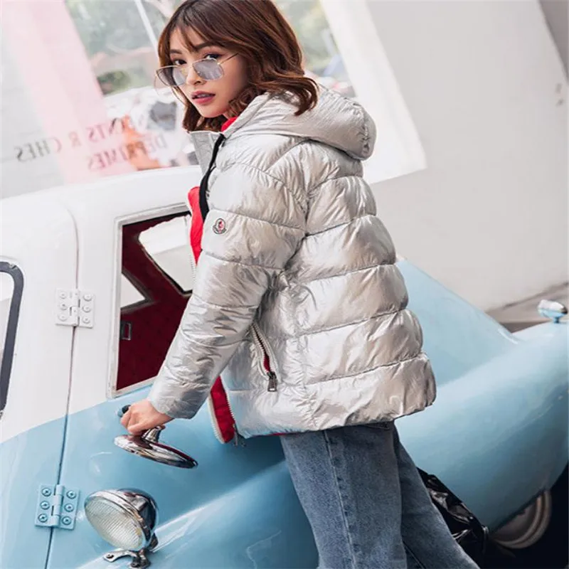 Хлопковое пальто теплая куртка синяя корейская мода повседневный пуховик на