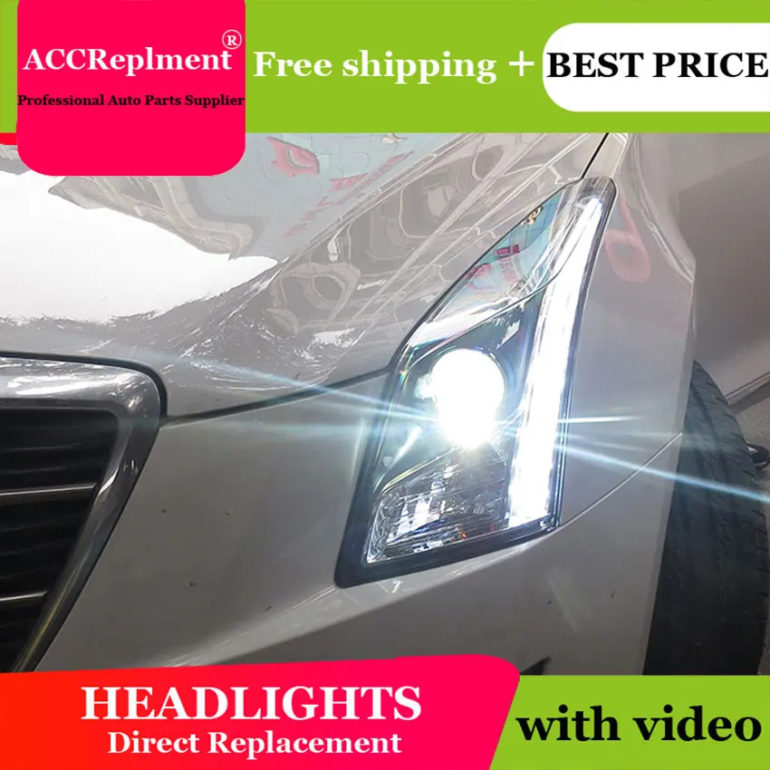 Car Styling LED Head Lamp for Cadillac ATSL headlights 2014 2016 2017 New H7 hid Q5 Bi-Xenon Lens low beam | Автомобили и