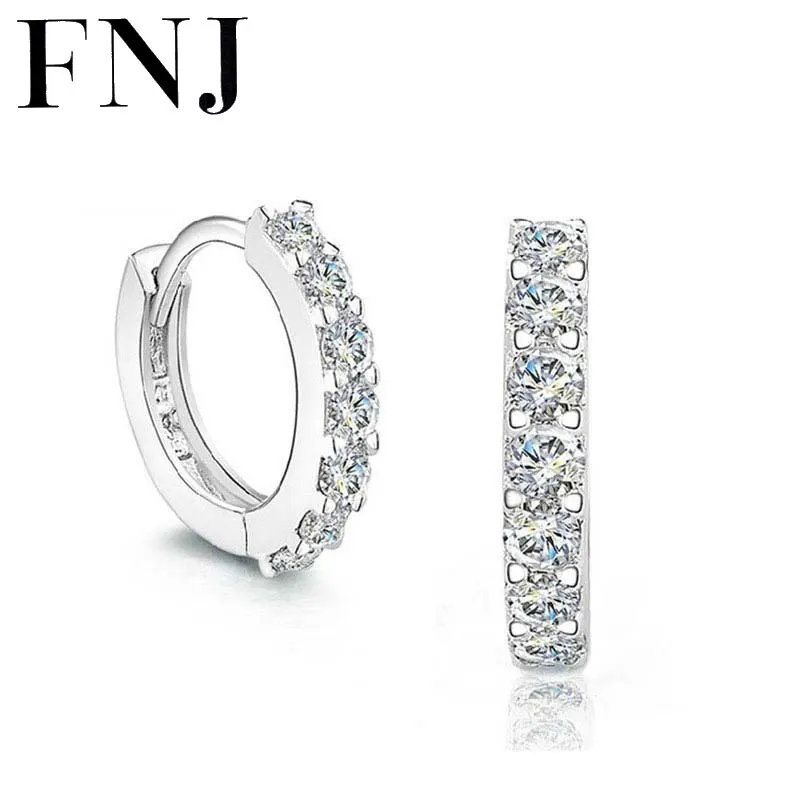 FNJ 925 серебряные серьги AAA Кристалл кубический циркон для женщин 100% S925