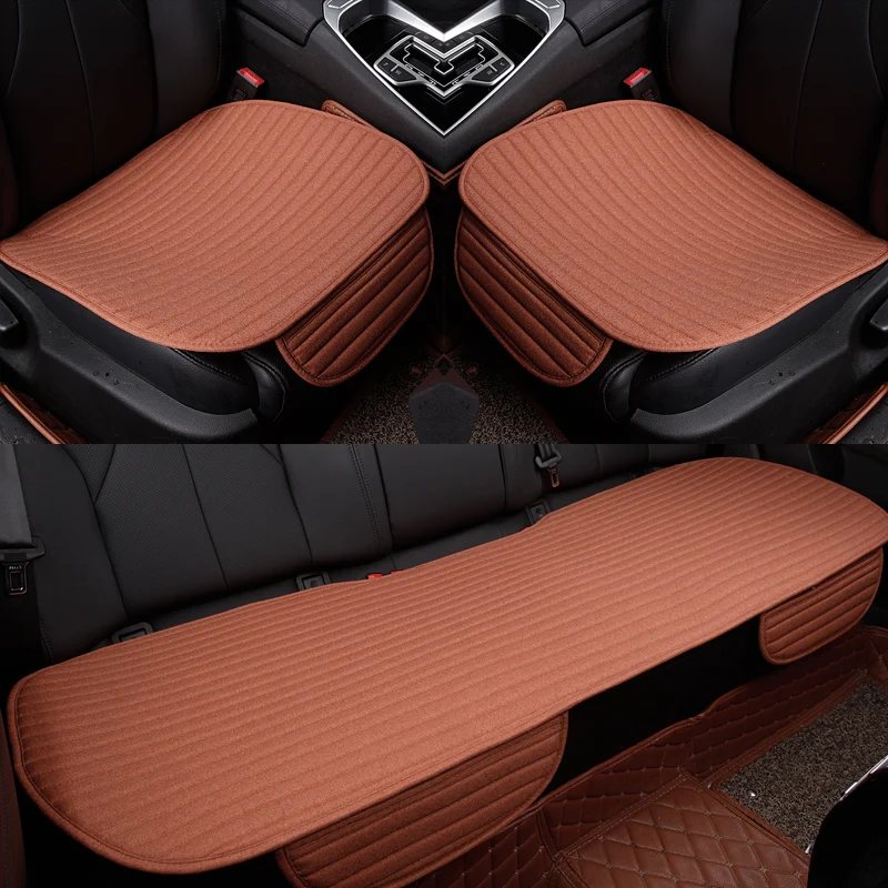 

KKYSYELVA Flax Car Seat Cover Pad for most cars Universal Front Back Auto Seat Covers Black Automobiles Seat Cushion