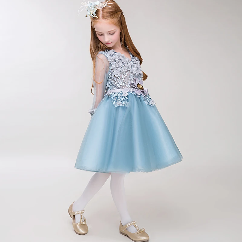 Роскошные платья с v-образным вырезом и цветочным узором для девочек бальное