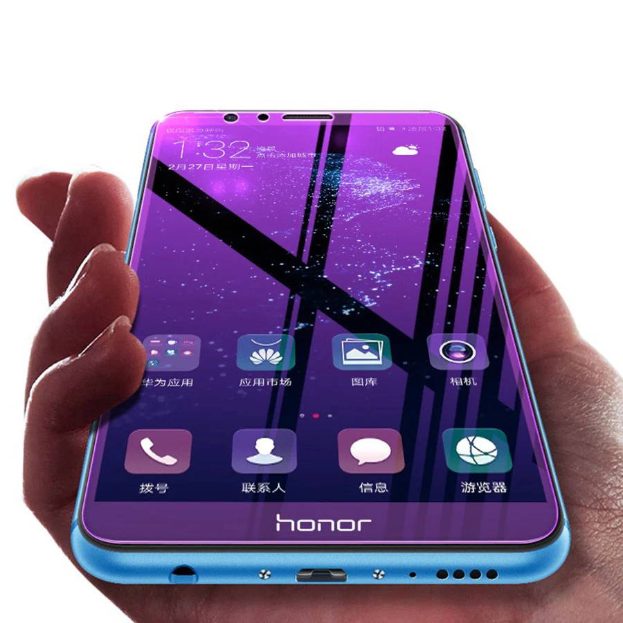 Матовый Анти Фиолетовый Синий Закаленное стекло-экран протектор для huawei Honor 8X Note