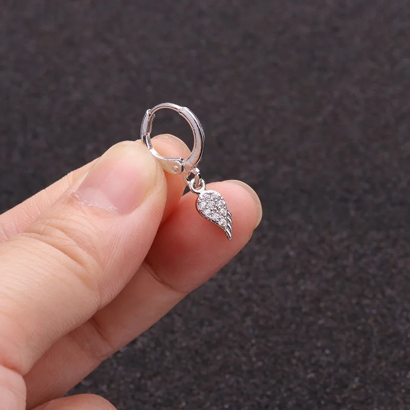 1 шт. серебряный и золотой цвет один обруч с маленьким фианитом висящие сережки