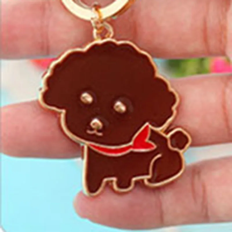 teddy RE милый брелок для ключей с животными собака полярный медведь волк Крокодил Металлические Брелки корги бульдог Тедди брелок аксессуары украшения для домашних животных - Цвет: teddy