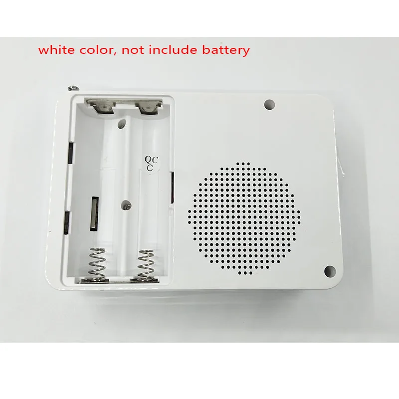 white no battery KK60 с большим светодиодный дисплеем TF \ Micro SD USB динамик MP3-плеер FM радио часы будильник светодиодный фонарик - Цвет: white no battery