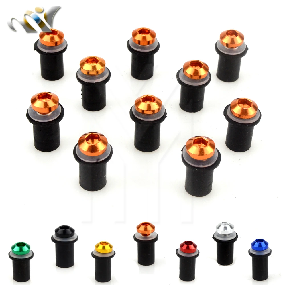 

10pcs 5mm Universal Motorcycle Windscreen Windshield Screw Kit Nuts Bolt Washer Motorbike Automobiles Fairing Bolts Mounting Nut
