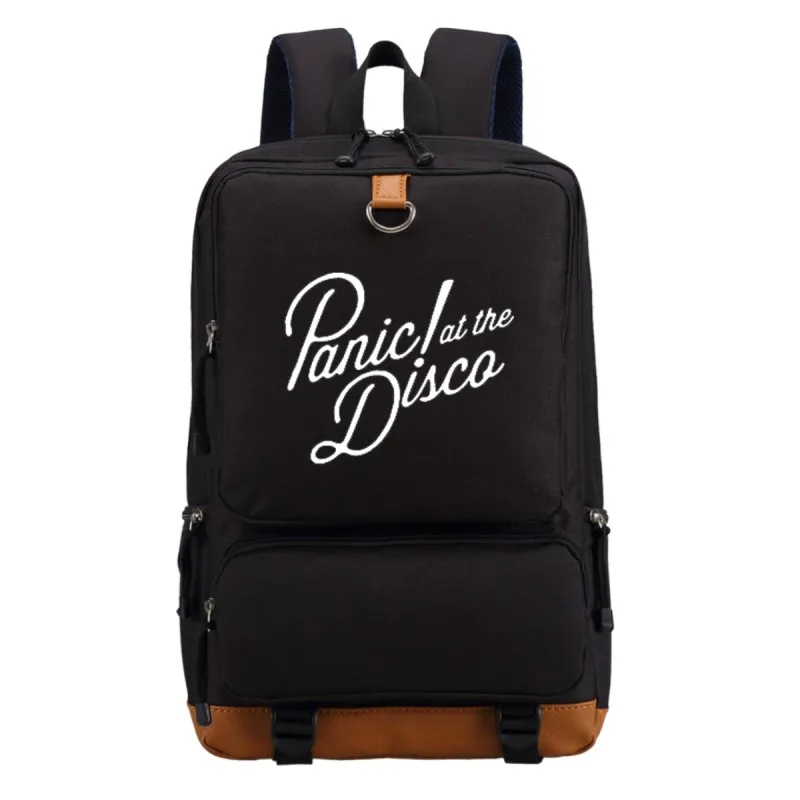 black2 WISHOT Panic At The Disco men wo мужские школьные сумки для студентов Дорожная сумка на плечо рюкзак сумки рюкзак для ноутбука - Цвет: black2