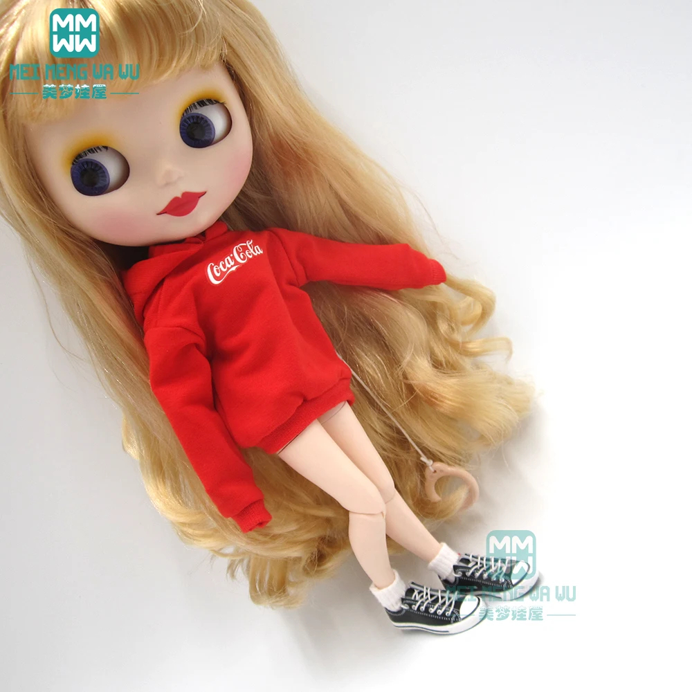 1 шт. Blyth Кукла Одежда Повседневная Толстовка Черный Белый Красный для Blyth Azone1/6 кукла
