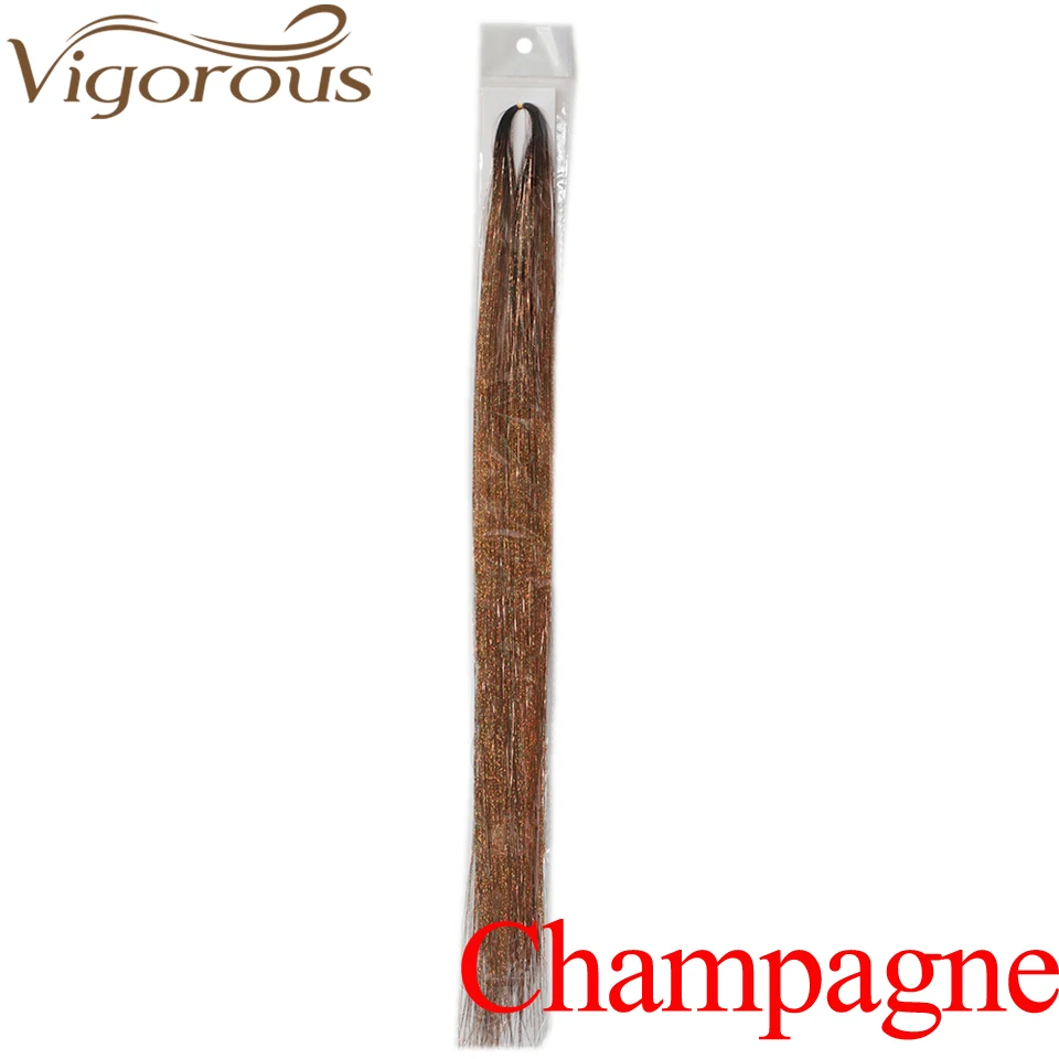 Champagne Яркие цветные блестящие накладные волосы с блеском, синтетические накладные волосы, аксессуары для волос - Цвет: Champagne