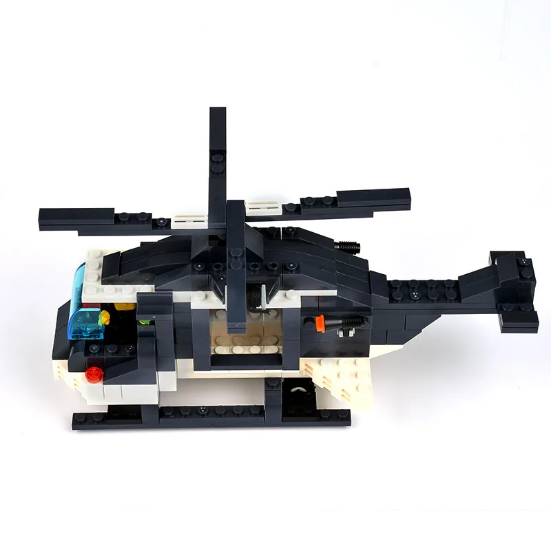 Просветить строительные блоки кирпичные DIY комплект полиция серии вертолет