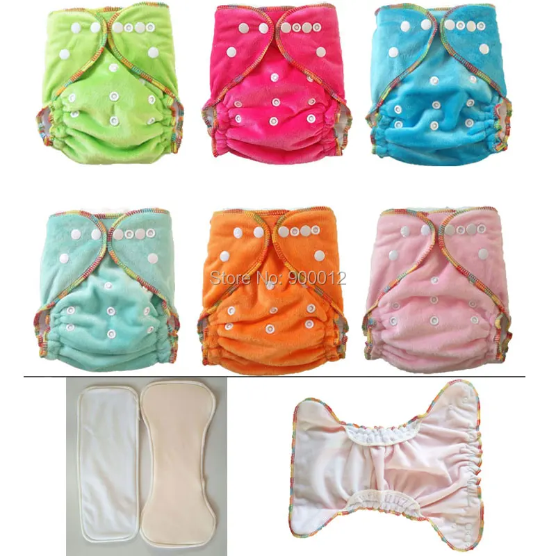 Custom Design Minky Baby Cloth diaper,inner with leaking Guard With 2 Inserts (3 layers bamboo cotton+1 suede cloth layer) 50set