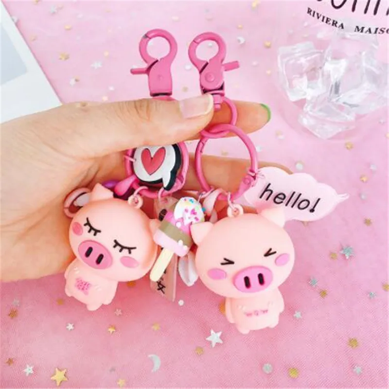 WKOUD розовая свинья пара брелок для влюбленных подарок прекрасный ключей женщин
