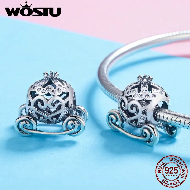 WOSTU Новое поступление Настоящее серебро 925 пробы сказка милая тыква автомобиль