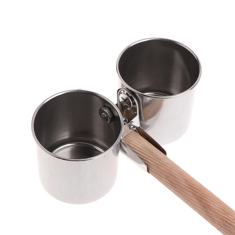 Новая подача воды пищи птица двойные чашки с зажимом из нержавеющей стали