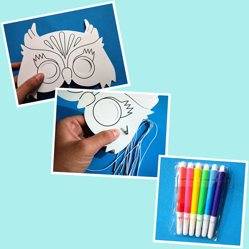 Happyxuan 2 упаковки(16 конструкций) Детские DIY граффити маски для раскрашивания живопись детский сад художественные материалы для рукоделия набор рисования игрушки