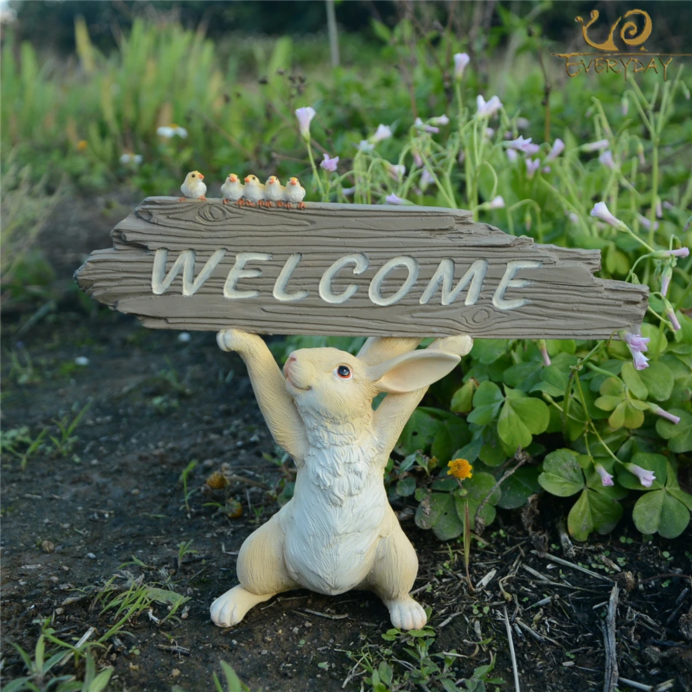 

Милая Пасхальная фотография, животное, знак приветствия, вход в дом, Фигурка кролика, сказочное украшение для сада, микро ландшафтное украше...