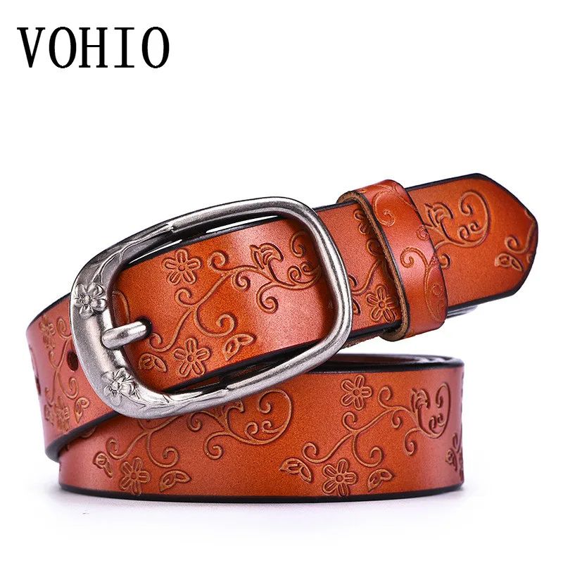 VOHIO 2017 высококачественный Женский ремень из чистой воловьей кожи с тиснением в