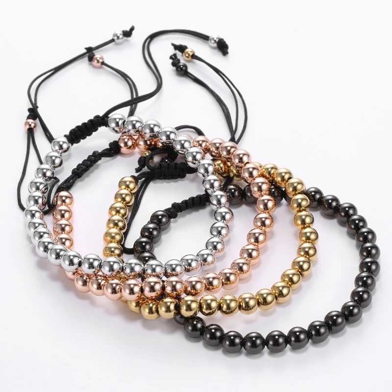 Гематит браслет плетеные браслеты мужской для женщин бусы 6 мм регулируемый с