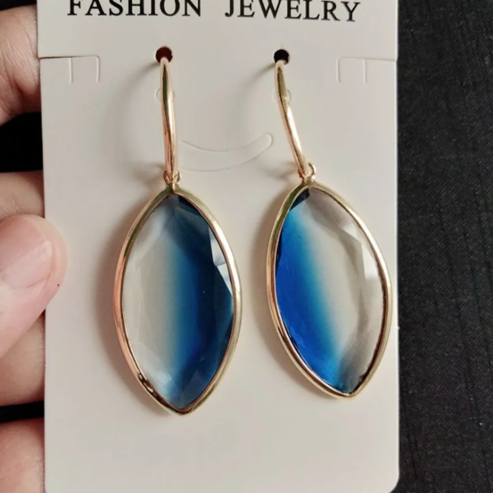 White Blue Orange Stone Dangle Drop Earrings for Women Hooks Long Earings Fashion Woman Girls Pendientes Earing Bijoux | Украшения и