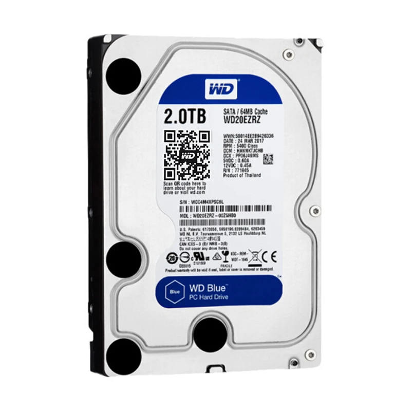 Western Digital WD Blue 2TB hdd SATA 3.5&quot 64MB Cache Internal HDD Hard Drive for Desktop WD20EZRZ |