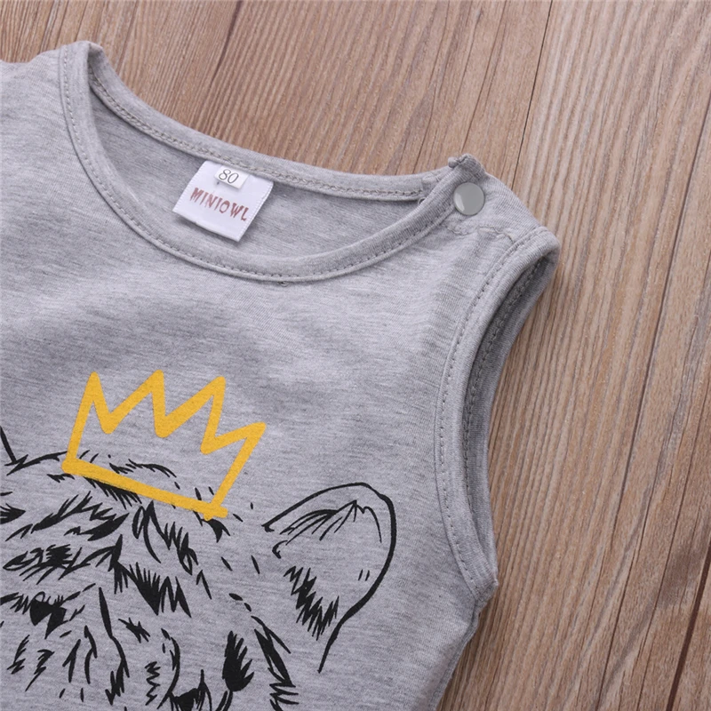 Infant Newborn Baby Boys Clothes Tiger Romper Jumpsuit Outfits 0-24M Sleeveless O-Neck Cartoon Animal Print |