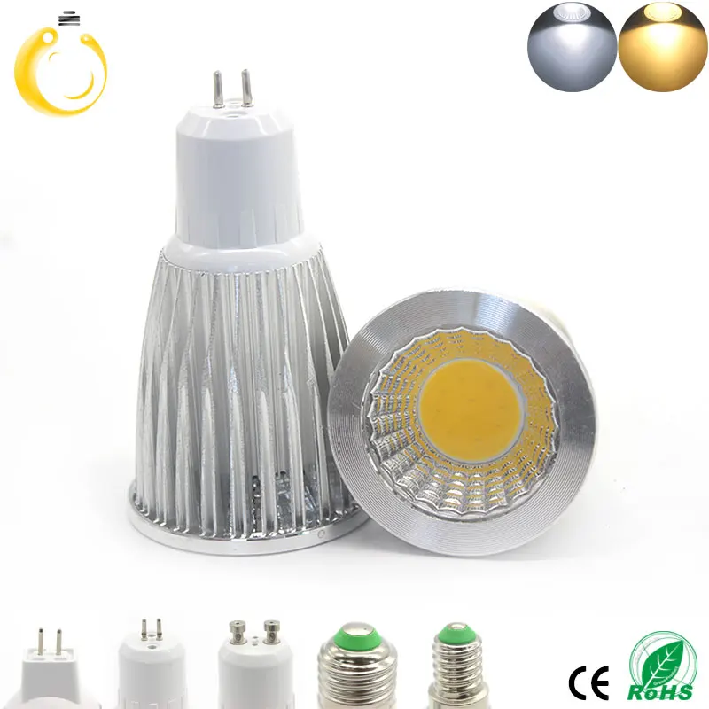 DC12V 110V 220v теплый белый COB LED Лампа прожектор лампада СИД Диммируемый E27 E14 GU10 MR16 lamparas