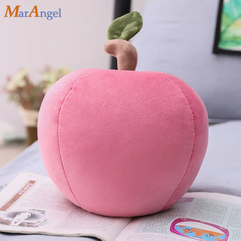 1шт Креативная Мягкая Игрушка Яблоко с Листом из Плюша 25/40см Формы Круга для Обнимашек на Диване и Стуле в Подарок 3D Подушка