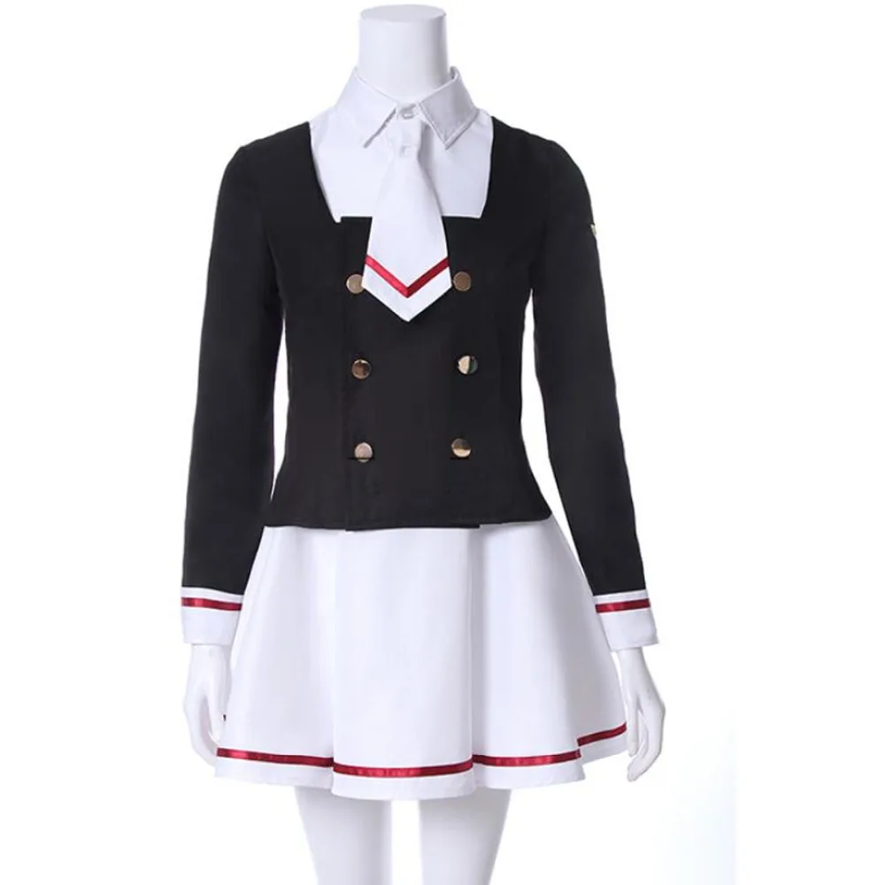 Cardcaptor Sakura Clearcard Kinomoto Sakura Tomoyo Daidoji косплей костюм матроса платье школьная форма пальто наряд