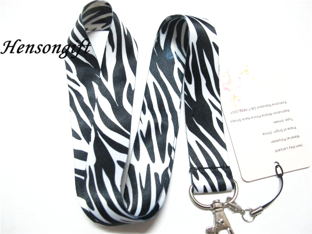 Hensongift One PC розовый/черный/белый Zebra Key Lanyard Cheetah нагрудные опознавательные Значки для идентификации владельцев животных полосой телефон шеи ремни