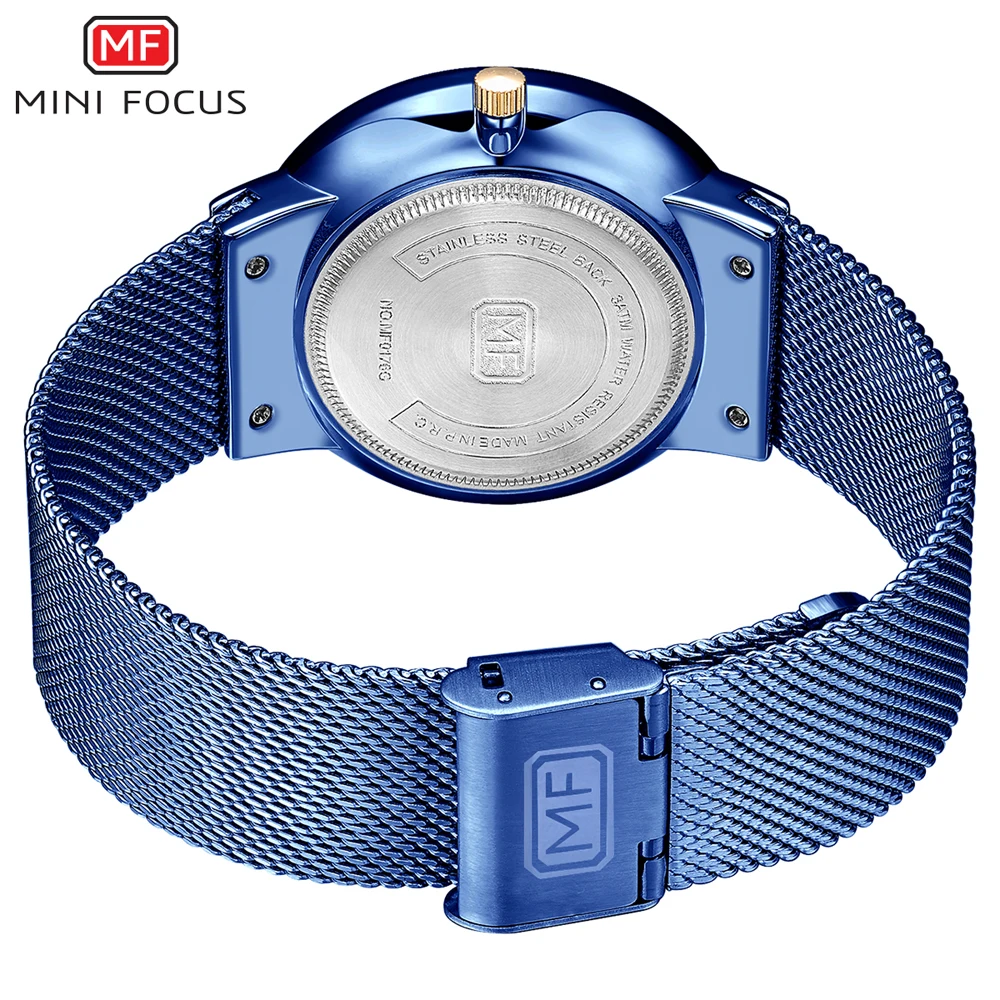 MINI FOCUS Men's Simple Mesh Strap Quartz Watches 2019 New Waterproof Wristwatch Man Relogios Masculino Clock 0176G Blue | Наручные