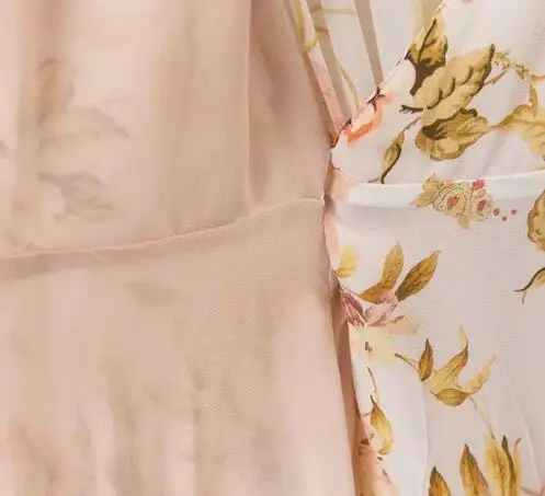 Moirlicer женщины сексуальная v шеи оборками цветочные шифона dress пояса с коротким