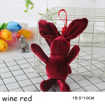 wine red Милый кролик плюшевые Висячие игрушки цветок букет украшения кролик мягкие превалирующие подвески - Цвет: wine red