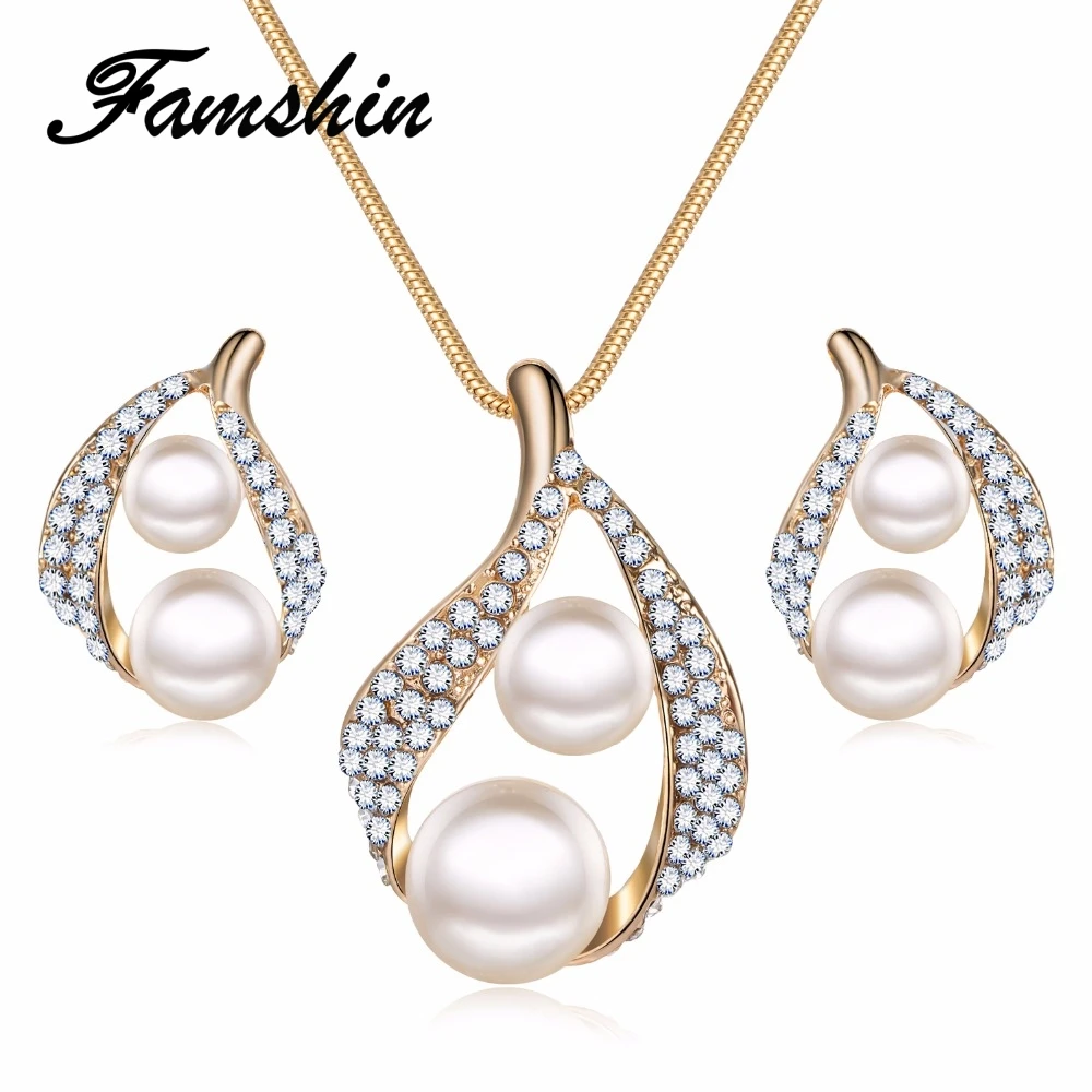 FAMSHIN 2018 Bijoux Роскошные двойные ювелирные изделия из искусственного жемчуга для