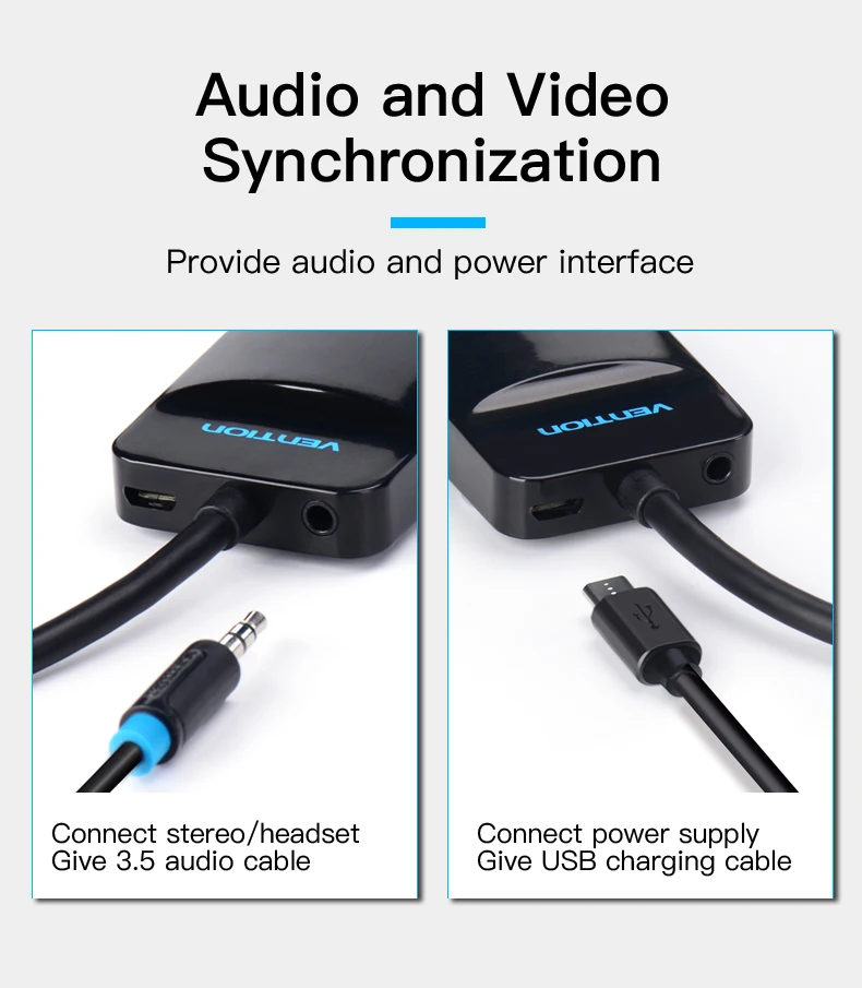 Vention Mini HDMI в VGA конвертер HDMI VGA 1080P видео адаптер позолоченный с 3,5 мм аудио разъем для камеры DV планшеты HDTV