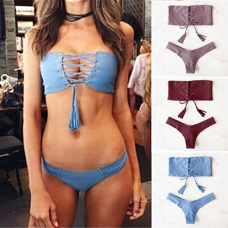 2017 женские бандажные стринги бразильские бикини купальник женский сексуальный