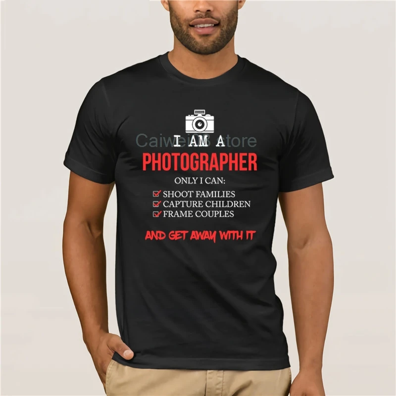 

round neck cool man's T-shirt FUNNY I AM A PHOTOGRAPHER Cool Meme Camera Gift Sports man's T-shirt