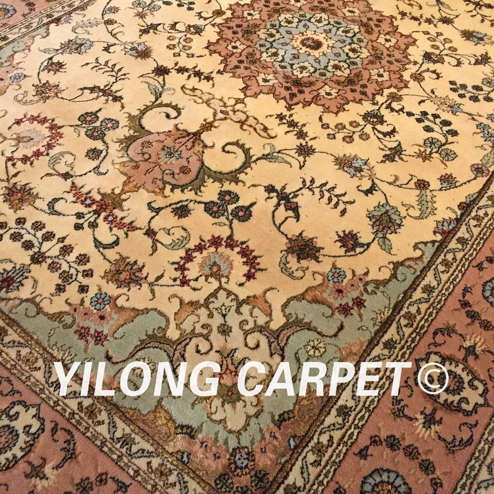 Yilong 4 'x 6' Ручная работа антикварный персидский шерстяной шелковый ковер