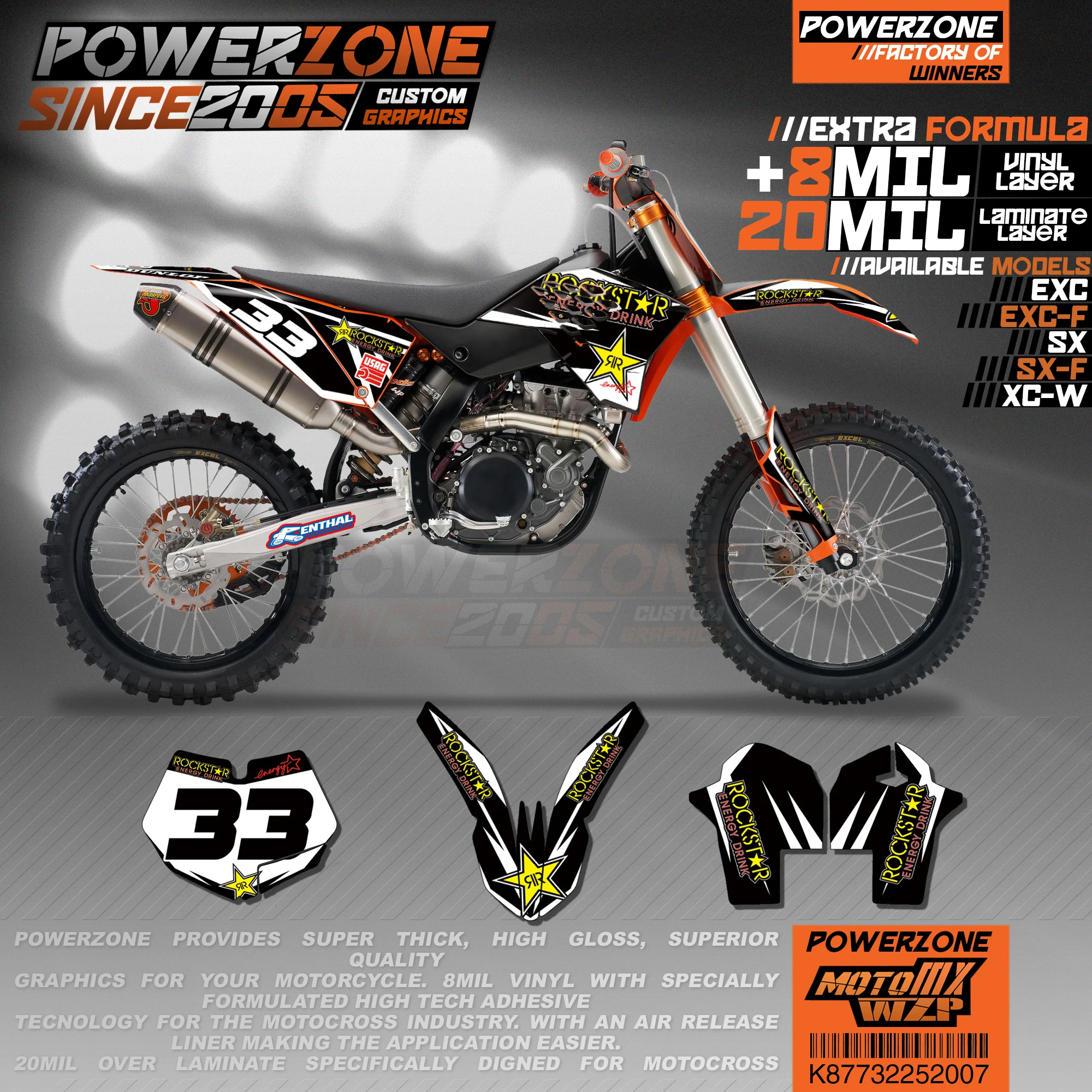 Персонализированные графические фоны PowerZone Team наклейки 3M Набор наклеек для KTM SX SXF
