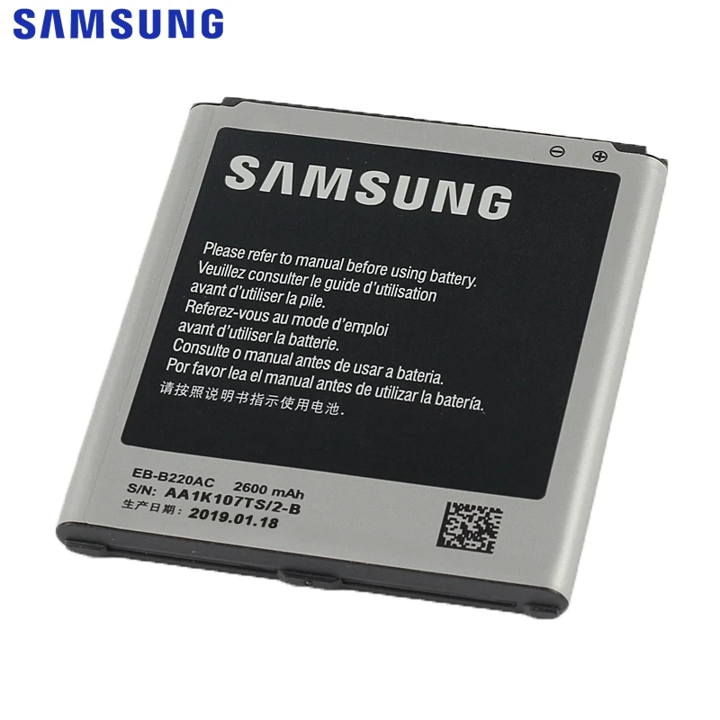 Сменный аккумулятор samsung для Galaxy Grand 2 SM-G7106 SM-G7102 G7108 G7108V настоящий аккумулятор для телефона EB-B220AC 2600 мАч