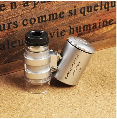 60X Мини Карманный Лупа Ручной Портативный ювелир микроскоп очки светодиодный