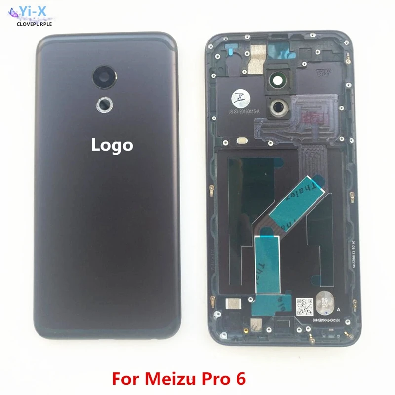 New Battery Back Cover For MEIZU Pro 6 5.2 Inch Housing Case With Camera Lens+Flash Frame+Power Volume Buttons | Мобильные телефоны
