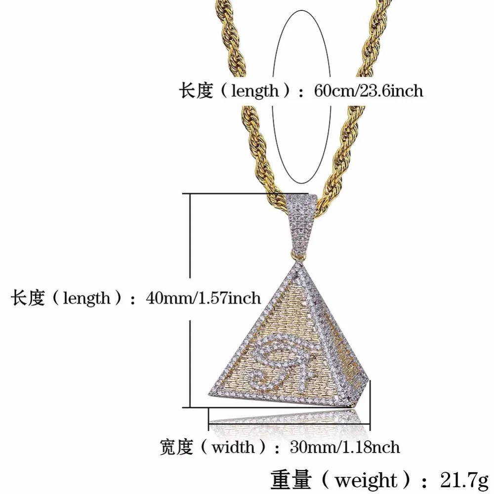 Фианитами с креплением микро паве Стразы Bling лед из золота Цвет пирамиды Horus глаз