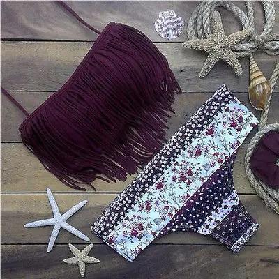 Женские Купальники с бахромой CANIS черный комплект бикини кисточками Спортивная