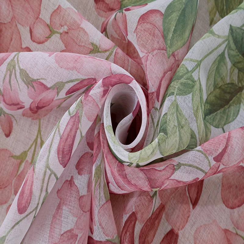 1 шт. пеньковые шторы с цветочным принтом|Занавески| |