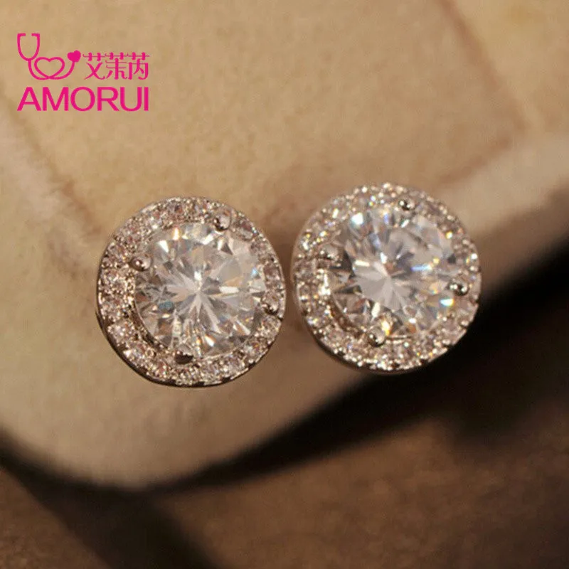 AMORUI с серебряным покрытием 4 зубцами круглой бриллиантовой огранки Сона 1 карат