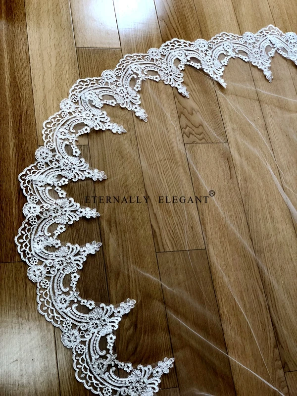 Фата свадебная Длинная с кружевной каймой и гребнем 3 м|bridal veil with comb|bridal veilwedding bridal