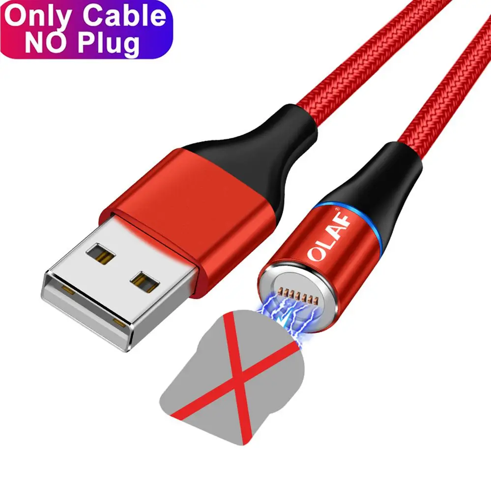 Олаф светодиодный магнитный кабель 3A для iPhone samsung huawei Xiaomi Micro usb type c Quick Charge 3,0 Быстрый Магнитный usb-кабель для зарядки - Цвет: No Plug Only Cable